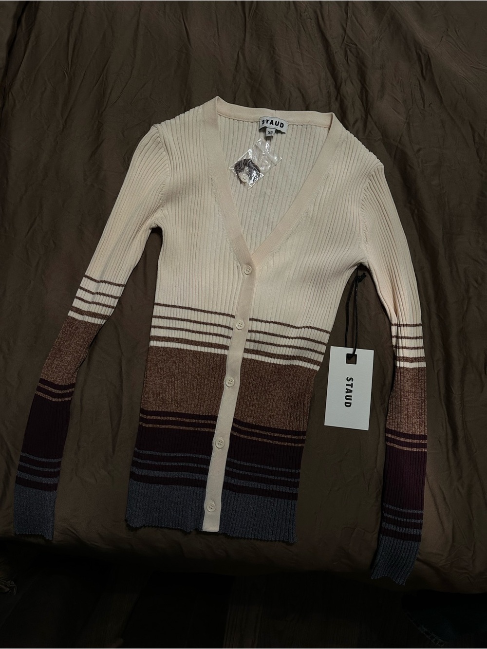 STAUD Sahara Stripe Cargo Sweater Cardigan